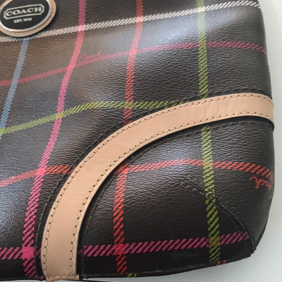 Coach Peyton Brown Crossbody Purse Tattersall - Picture 3 of 12